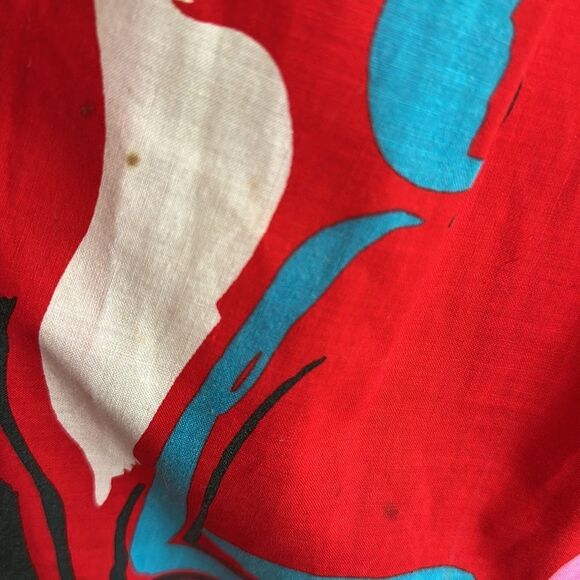 Vintage 80s Pliers Brand Abstract Pattern Red Cotton/Polyester Midi Skirt - Picture 5 of 10